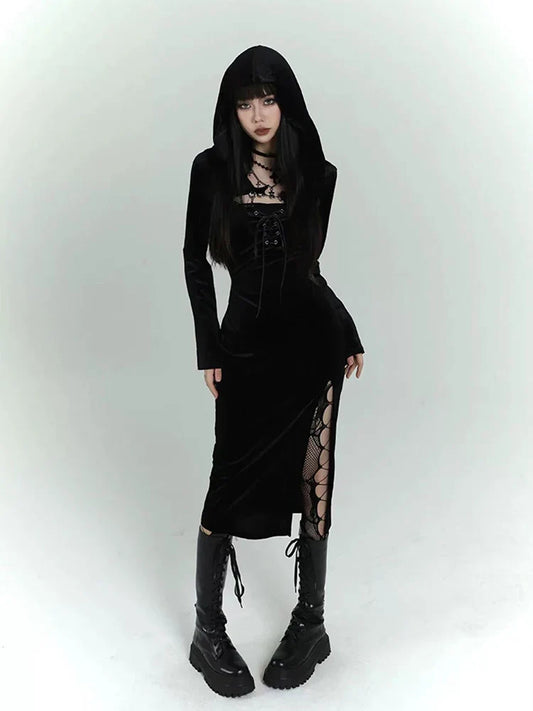 Black Slim Fit Midi Dress