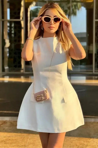 Patchwork High Waist Mini Dress