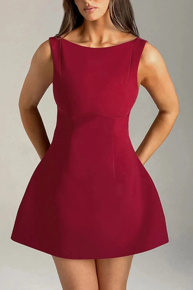 Sleeveless Backless High Waist Slim Mini Dress
