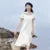 Dress Women Navy Collar With A Collegiate And Artistic Style  Summer New White Moonlight Waist-Cinched Long Dress