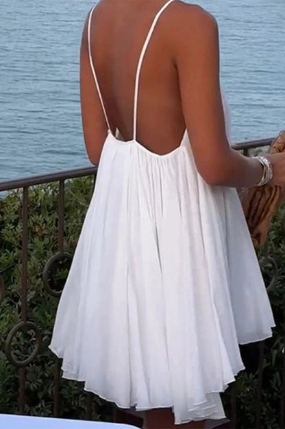Sleeveless Mini Dress with Straps and High Waist
