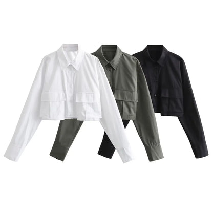 Autumn New Women’s Wear Design Sense: A Small Number Polo Neck Loose Windbreaker Fabric Short Shirt 4432029