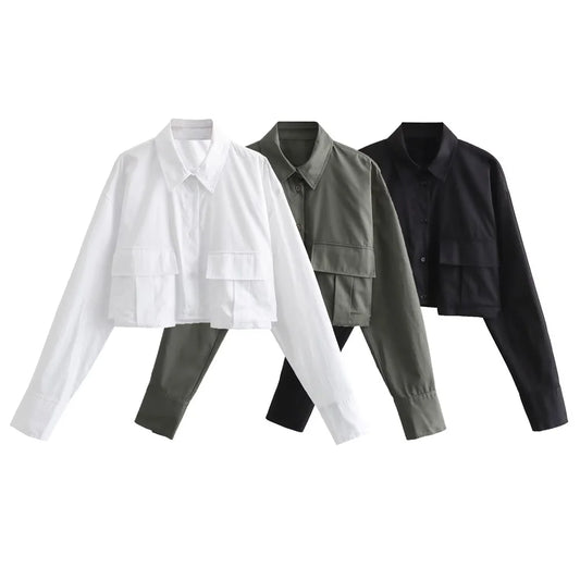 Autumn New Women’s Wear Design Sense: A Small Number Polo Neck Loose Windbreaker Fabric Short Shirt 4432029