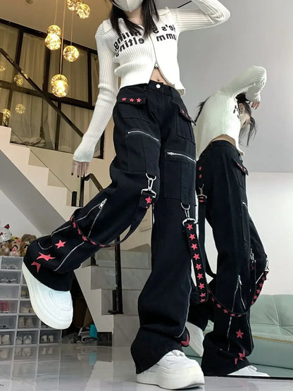 Contrast Stitch Loose Pants