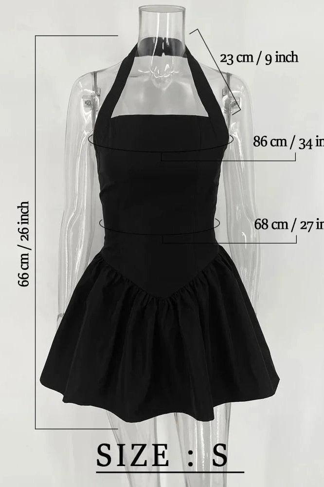 Pleated A-Line Mini Dress with High Waist Slim Fit