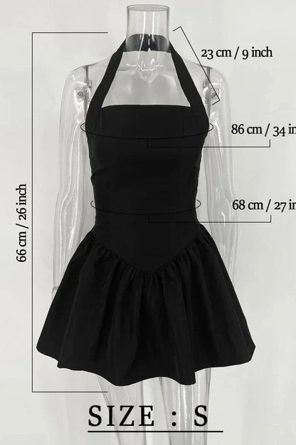 Pleated A-Line Mini Dress with High Waist Slim Fit