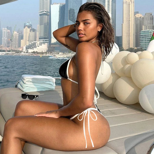 Y2K European and American Foreign Trade Women&#8217;s Split Swimsuit Cross border Simple and Sexy Hot Bikini