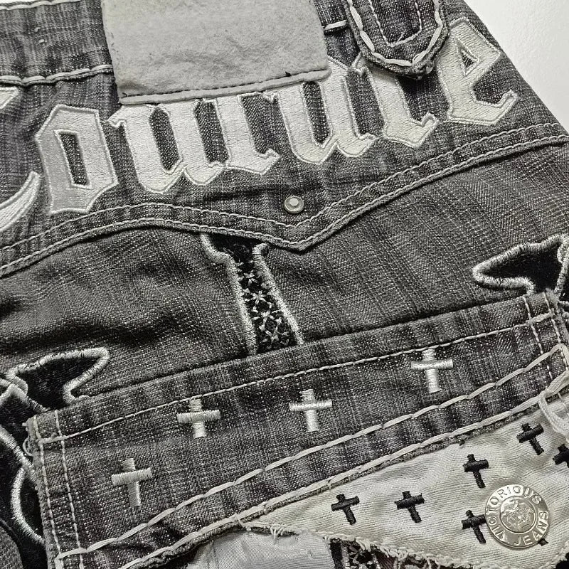 Loose Fit Vintage Letter Shorts