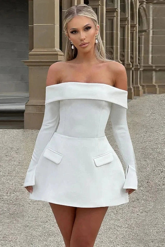 Off-Shoulder A-Line Mini Dress