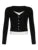Contrast Lace Patchwork Cute Y2K Slim Long Sleeve Black T-Shirts Women Button Up V Neck Basic Spring Autumn Tee