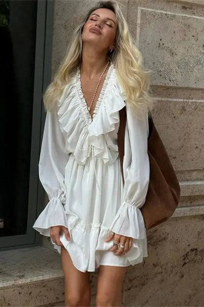 Ruffled Patchwork Mini Dress