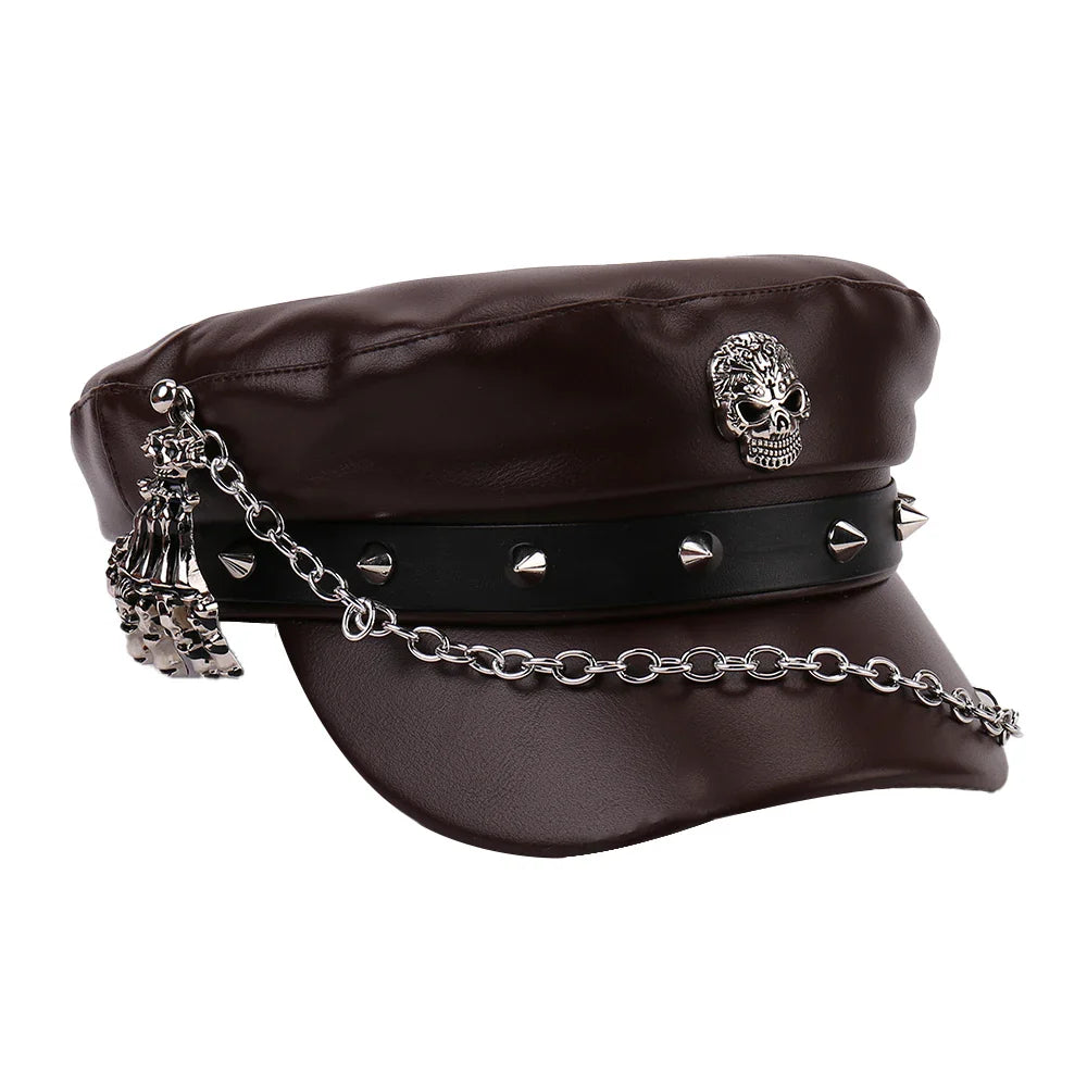 Leather Skull Claw Chain Hat