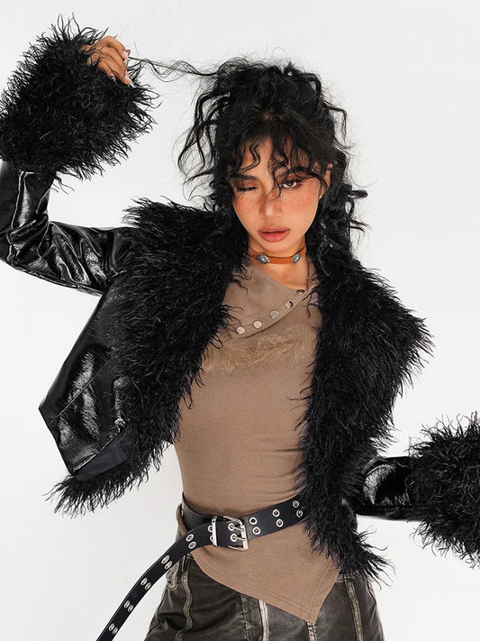Faux Fur Trimmed Biker Jacket