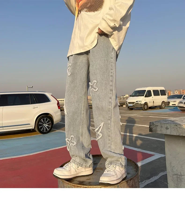 Embroidered Flare Denim Pants