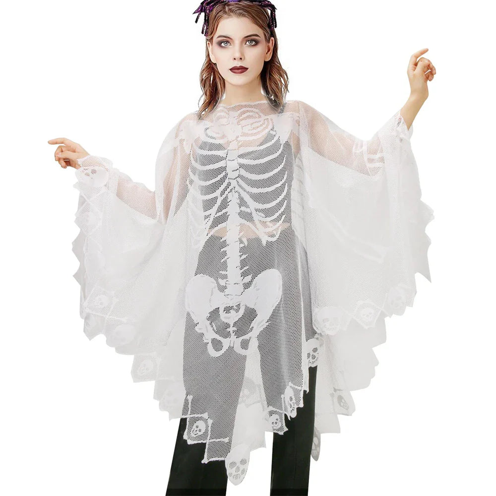 Gothic Bat Print Mesh Top