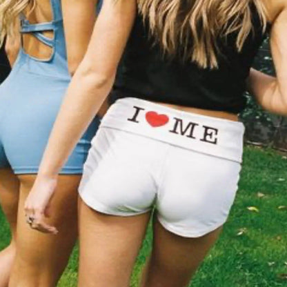 T2K European and American street style short letter print new basic versatile casual shorts