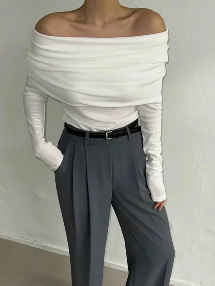 Sweater Knit Pullover Backless Women Slim Bandeau Solid Cropped Top Streetwear Off-Shoulder Elegant Autumn Knitwear Top