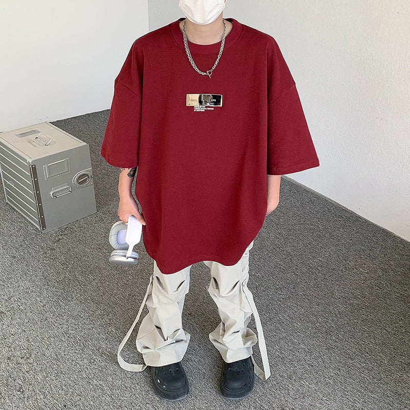 Spicy Boy Short Sleeve Metal Clip Design High Street T-shirt Japanese Style Y2k Tops Harajuku Loose Casual Tees
