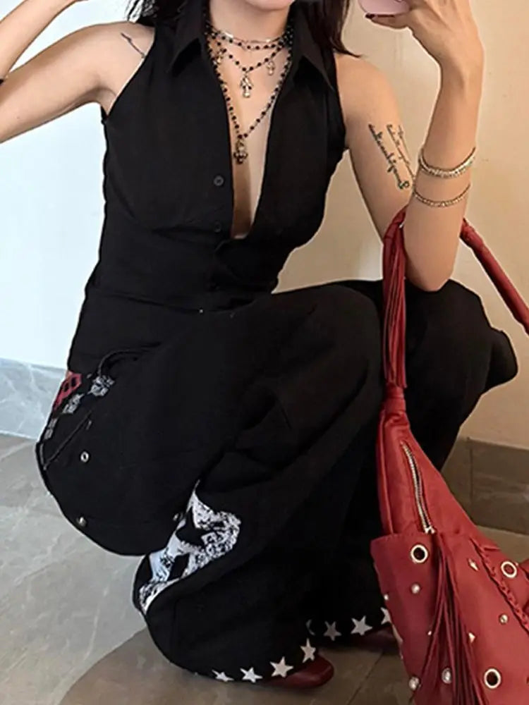 Drawstring Print Floor Pants