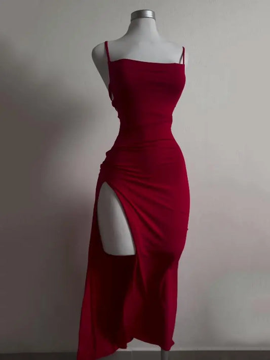 explosive new dress summer high sensibility halter strap Spice Girl bag hip dress