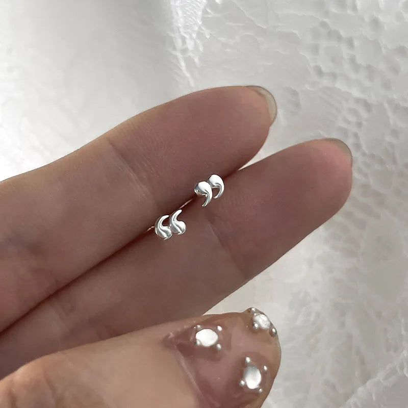 Korean Silver Color Piercing Screw Beads Star Heart Ear Bone Stud Earrings for Women Girls Simple Body Jewelry Gift