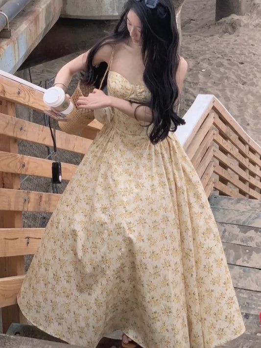 Elegant A-line Princess Dresses for Women Spaghetti Strap Evening Party Dress Prom Robe Korean Fashion Summer Vestido Mujer New