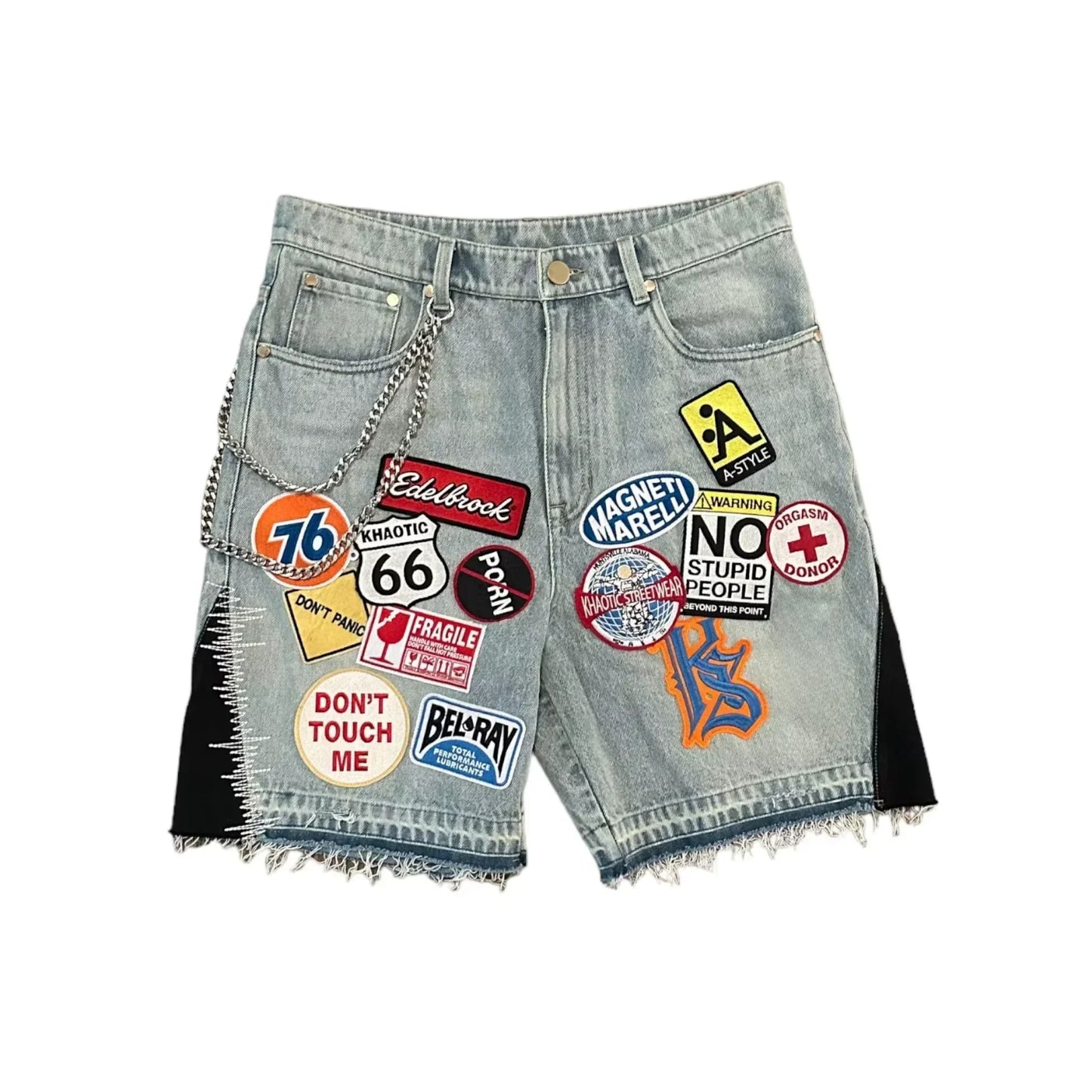 Punk Applique Loose Shorts