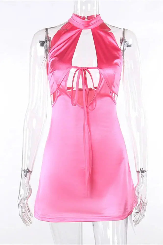 V-Neck Satin Mini Dress