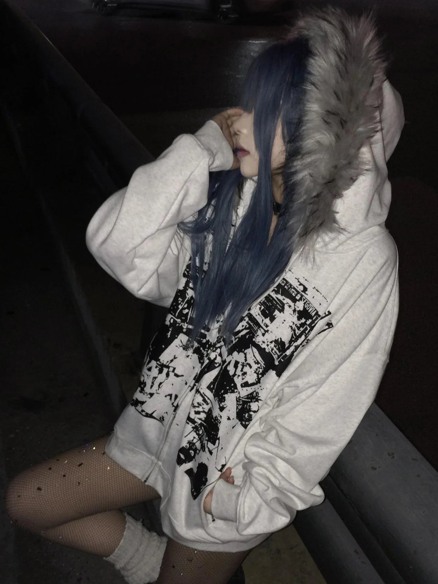 Gothic Style Faux Fur Long Coat