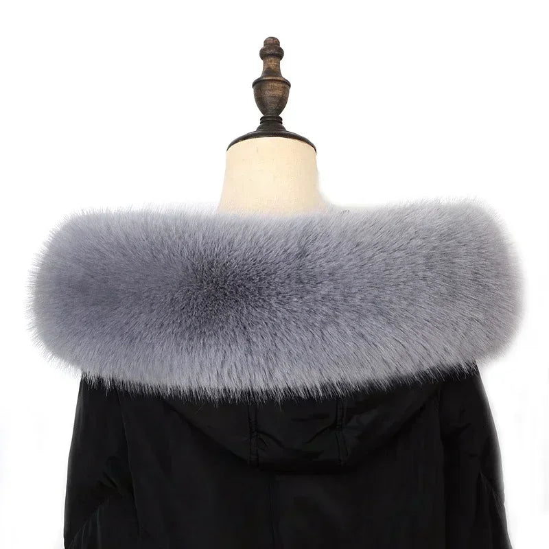 Soft Women Scarf Winter Faux Fox Fur Collar Furry Warm Thicken Men Parka Coat Hood Decor Fake Fur Shawl Luxury Scarves