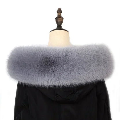 Soft Women Scarf Winter Faux Fox Fur Collar Furry Warm Thicken Men Parka Coat Hood Decor Fake Fur Shawl Luxury Scarves