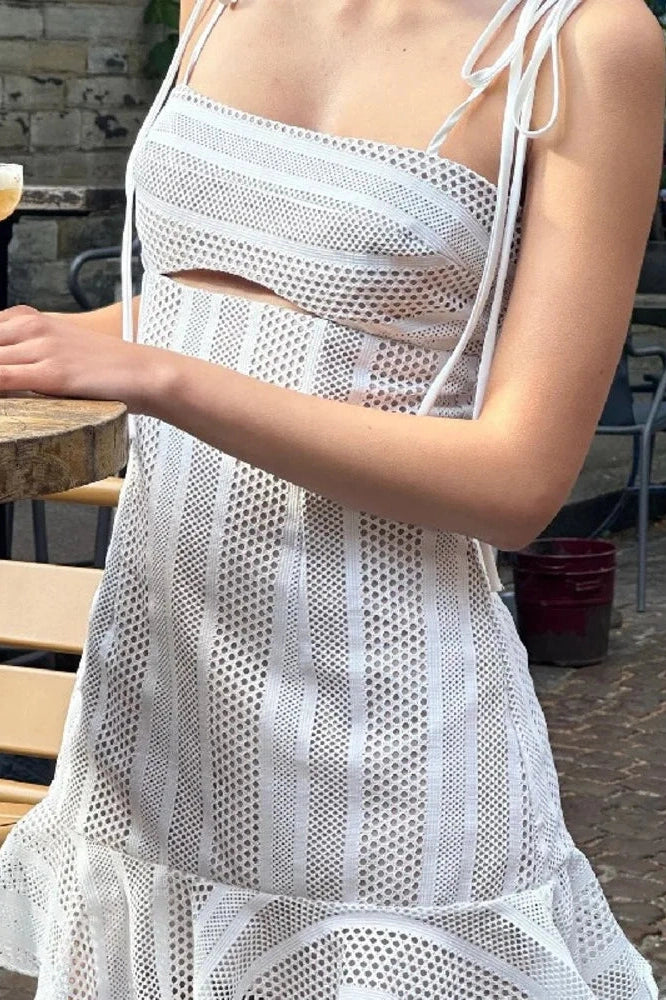 Spaghetti Strap Mini Dress with Hollow Out Detail