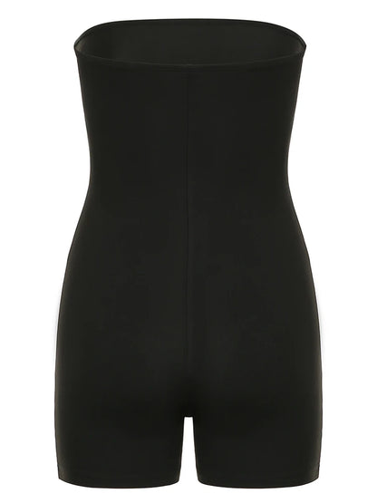 Dragon Print Sleeveless Strapless Skinny Sexy Rompers Womens Black Chinese Style Playsuit Summer Baddie Short Overalls