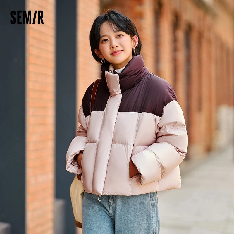 Down Jacket Women Waterproof Loose Simple  New Winter Stand-Up Collar Outerwear Down Jacket