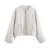 Retro Solid Woolen Women’s Bomber Jacket Long Lantern Sleeves Pockets O-neck Loose Female Coat  Autumn High Street Outwears