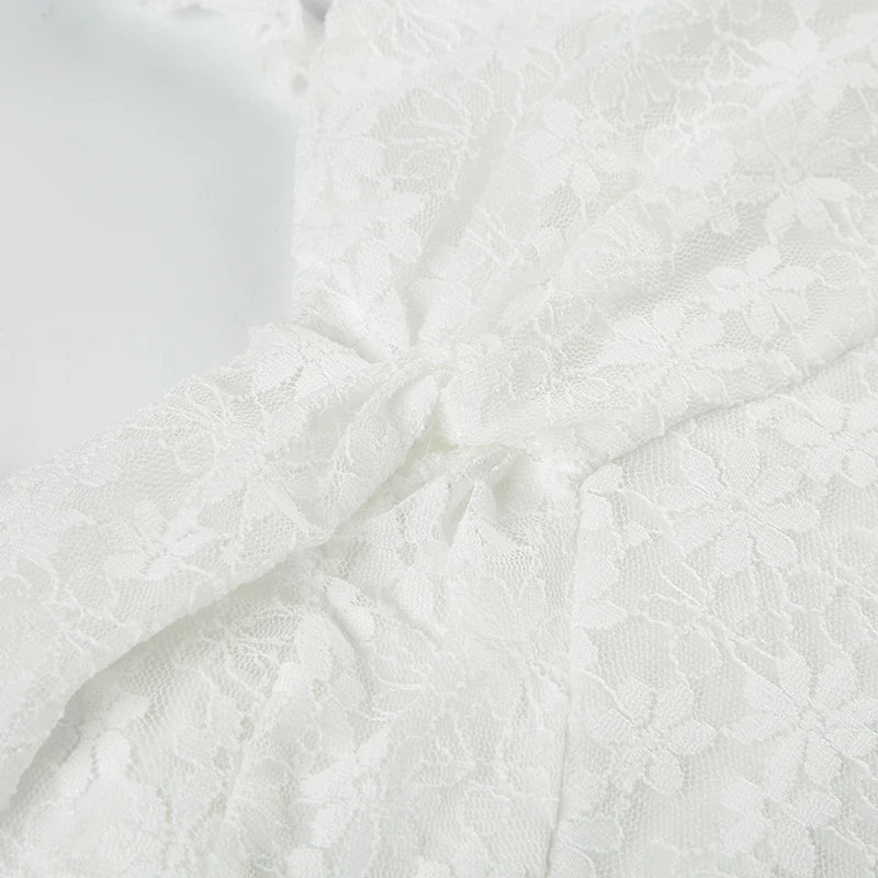 Boho Chic Women Floor-Length Fishtail Dress White Lace Elegant Sexy Sleeveless Bodycon Maxi Dress Summer Clubwear