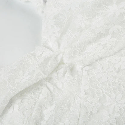 Boho Chic Women Floor-Length Fishtail Dress White Lace Elegant Sexy Sleeveless Bodycon Maxi Dress Summer Clubwear