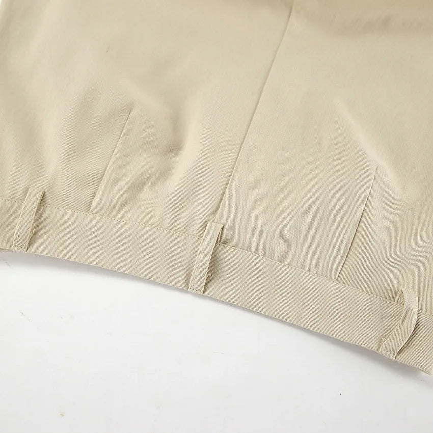Khaki Classic Wide Leg Pant Women High Waist Pocket Loose Simple Trouser Autumn Winter Streetwear Fashion Casual Pants New