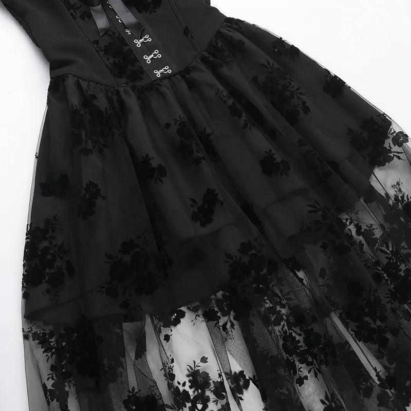 Floral Mesh Corset Midi Dress