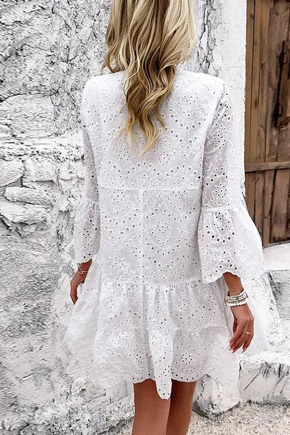 Lace Mini Dress with Elegant Hollow Out Detail