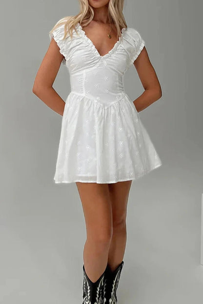 V-Neck A-Line Mini Dress