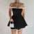 Sexy Tube Top Gown Dress For Women Slim Contrast Color Mini Dresses Elegant Backless One-Shoulder Clothes Female Chic