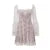 European and American women’s new flared sleeve ballet style sexy and pure desire lace wrapped chest print long sleeved dress