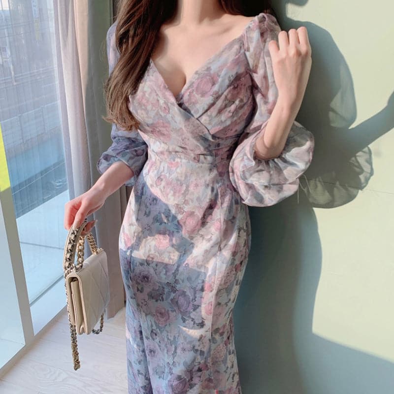 DressBetty - Sannian Women Spring Elegant V-neck Dress