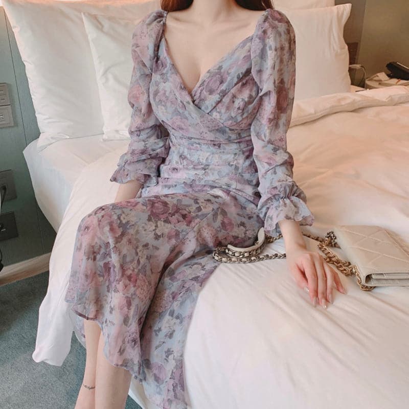 DressBetty - Sannian Women Spring Elegant V-neck Dress