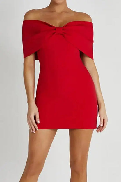Bow Off-Shoulder Mini Dress