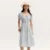 Dress Women Gentle And Elegant  Summer New French-Style Square Collar Waist Cinched Mid-Length Fresh