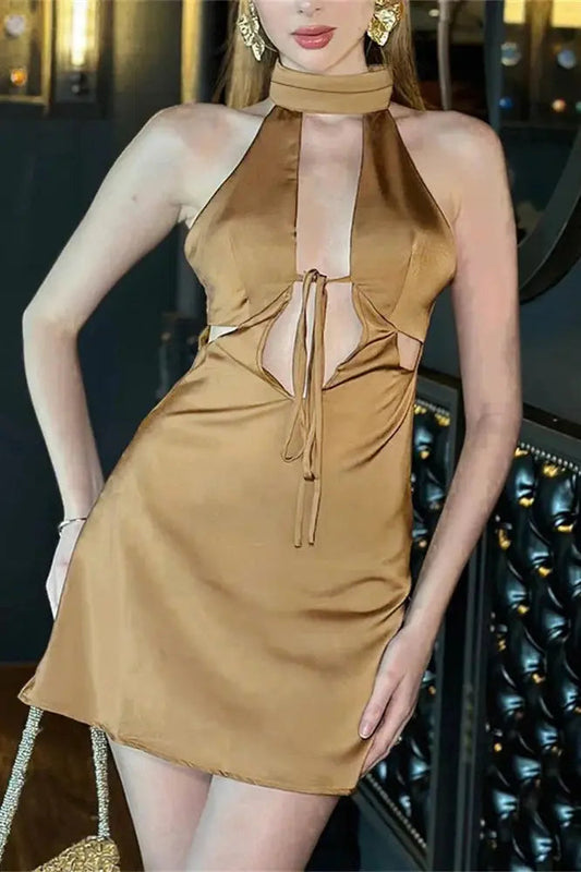 V-Neck Satin Mini Dress