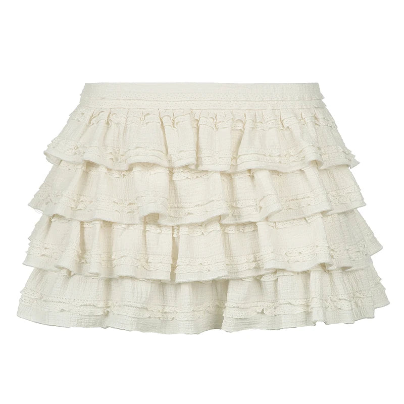 Solid Sweet Cute Cake Skirt Women s Trendy Clothes Tiered Puff Skirt Gentle Elegant All-Match Korean Style