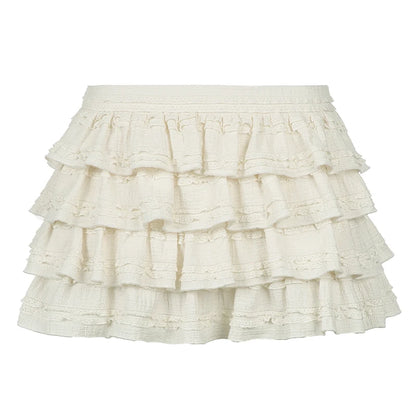 Solid Sweet Cute Cake Skirt Women s Trendy Clothes Tiered Puff Skirt Gentle Elegant All-Match Korean Style